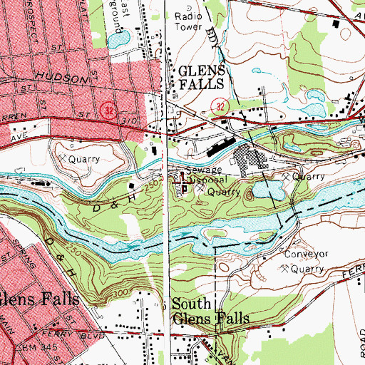 Topographic Map of Glens Falls City Wastewater Treatment Plant, NY