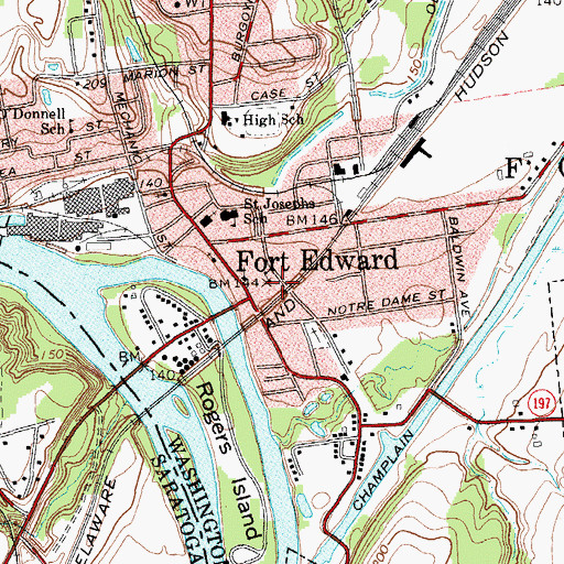 Topographic Map of F E Powers Public School (historical), NY