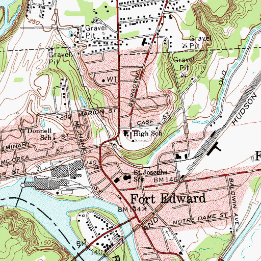 Topographic Map of Fort Edward High School, NY