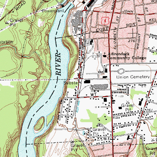Topographic Map of Niagara-Mohawk Power Corporation Hudson Falls Sub-Station, NY