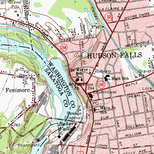 Topographic Map of Saint Paul's Parochial School, NY
