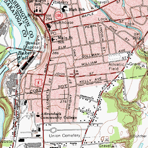 Topographic Map of John Street School (historical), NY
