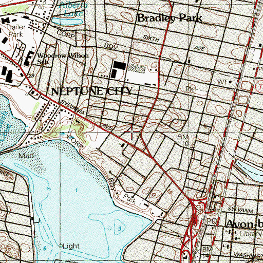 Topographic Map of Neptune City Fire Department, NJ