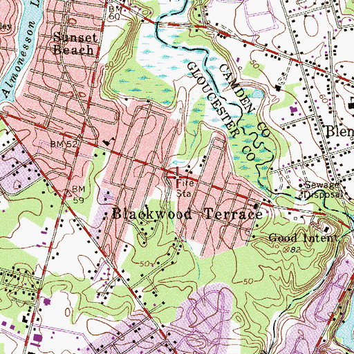 Topographic Map of Deptford Fire District Battalion 3 Union Fire Company Good Intent Road Station, NJ