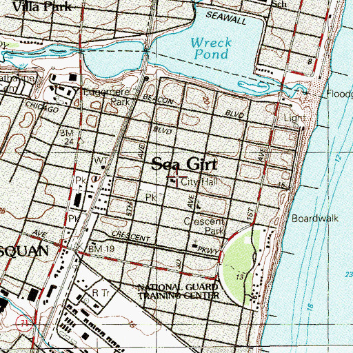Topographic Map of Sea Girt Volunteer Fire Company 1 Station 44 - 1, NJ