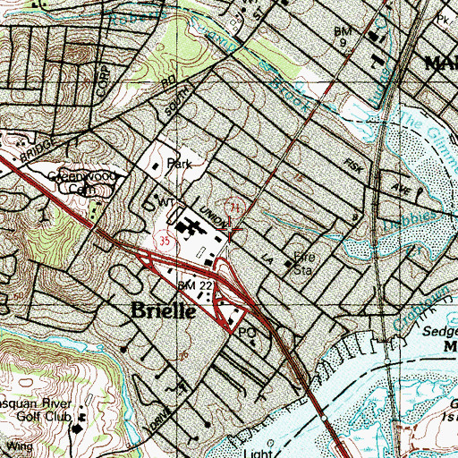 Topographic Map of Brielle Fire Inspector, NJ