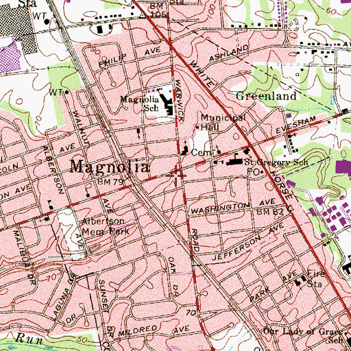 Topographic Map of Magnolia Borough Fire Company, NJ