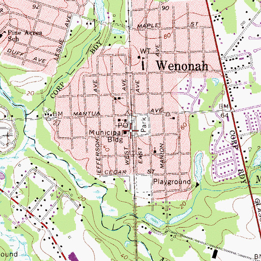 Topographic Map of Wenonah Fire Department, NJ