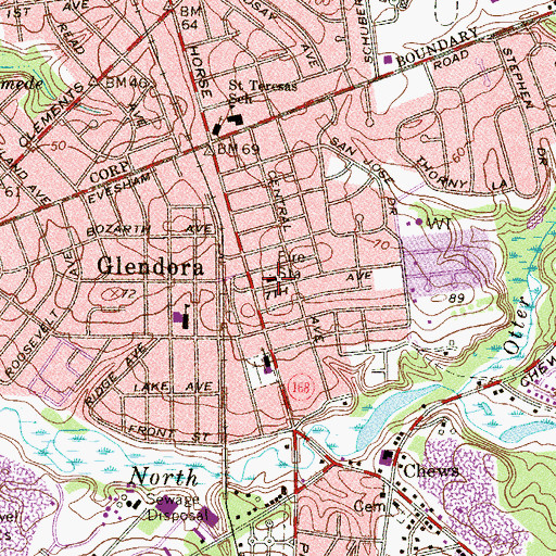 Topographic Map of Glendora Volunteer Fire Company, NJ