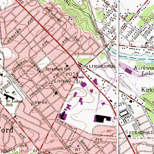 Topographic Map of Stratford Fire Department, NJ