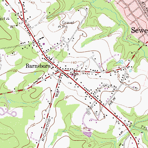 Topographic Map of Barnsboro Volunteer Fire Company Station 2211, NJ