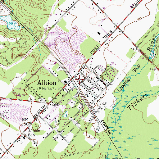 Topographic Map of Winslow Township Fire District Station 6 Albion, NJ