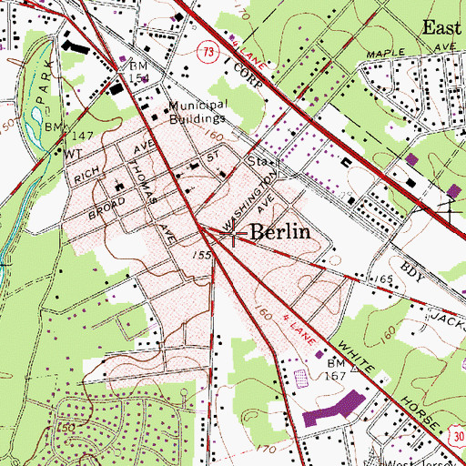 Topographic Map of Berlin Fire Company Number 1, NJ