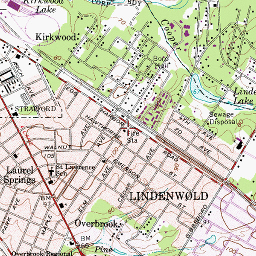 Topographic Map of Lindenwold Borough Fire Company 1, NJ