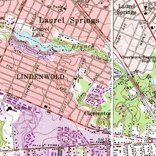 Topographic Map of Lindenwold Fire Company 2, NJ