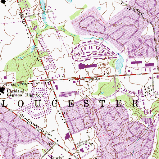 Topographic Map of Gloucester Township Fire District 4 Blackwood Clementon Road, NJ