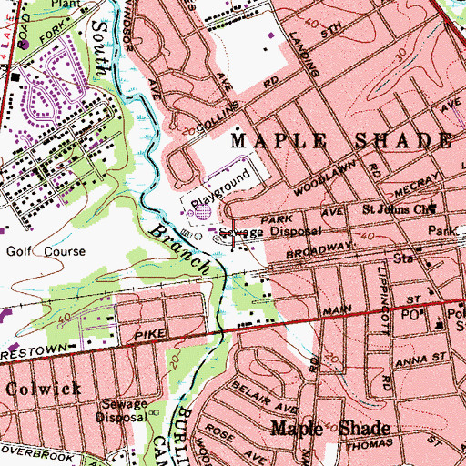 Topographic Map of Maple Shade Rescue Service, NJ