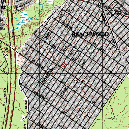 Topographic Map of Beachwood Volunteer Fire Company 1 Station 16, NJ