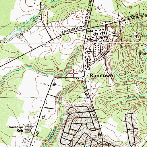 Topographic Map of Howell Township Fire District 4 Ramtown - Howell Fire Company 2, NJ
