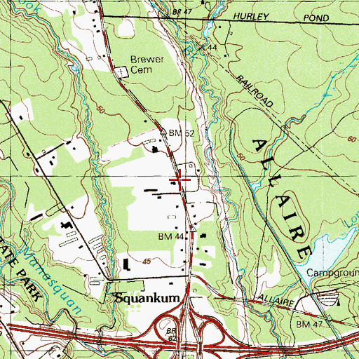 Topographic Map of Howell Township Fire District 1 Squankum Fire Company 1, NJ