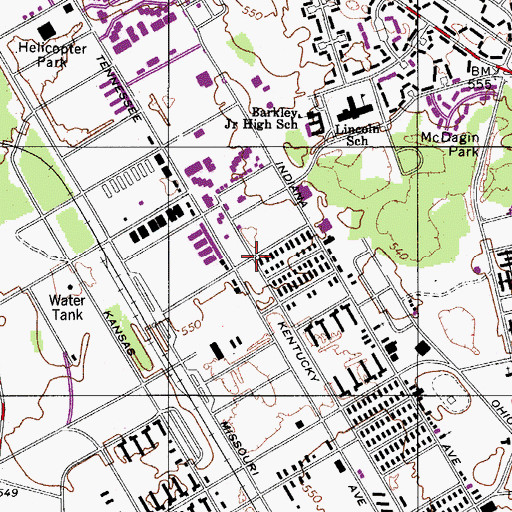 Topographic Map of Fort Campbell North Census Designated Place, KY