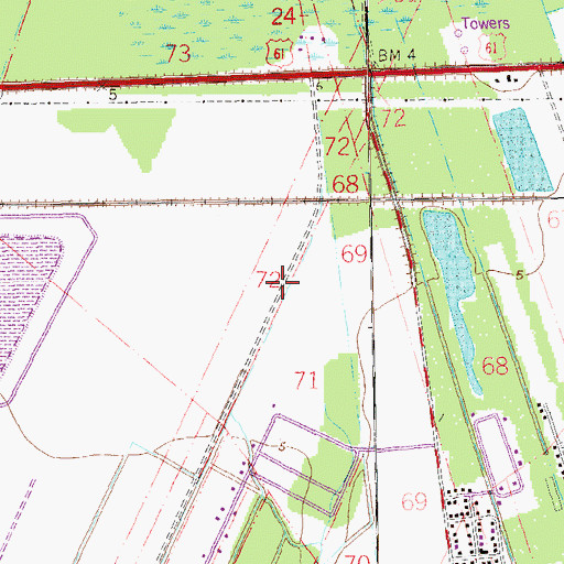 Topographic Map of Garyville Census Designated Place, LA