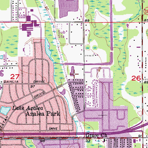 Topographic Map of Azalea Park Census Designated Place, FL