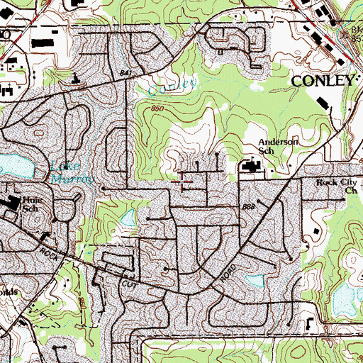 Topographic Map of Conley Census Designated Place, GA