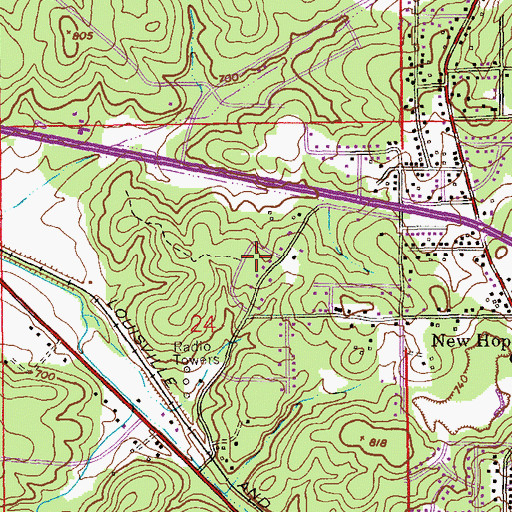 Topographic Map of Saks Census Designated Place, AL