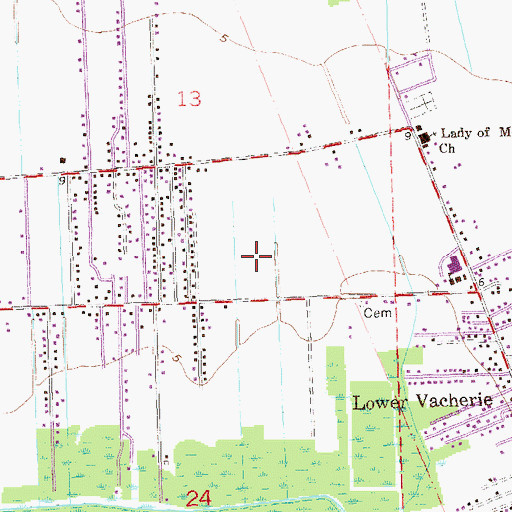 Topographic Map of South Vacherie Census Designated Place, LA