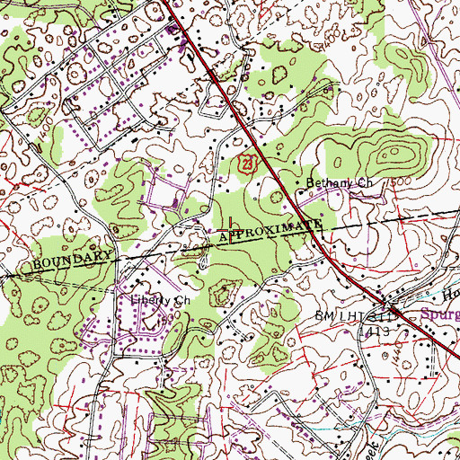 Topographic Map of Spurgeon Census Designated Place, TN
