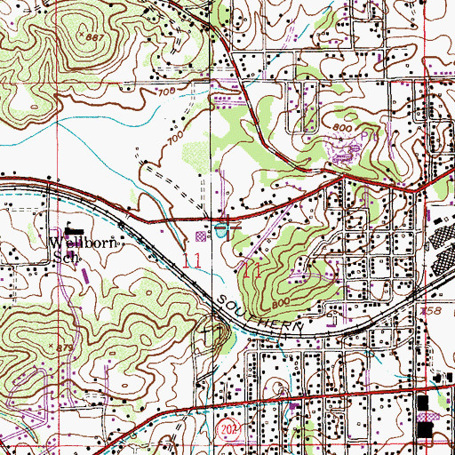 Topographic Map of West End-Cobb Town Census Designated Place, AL