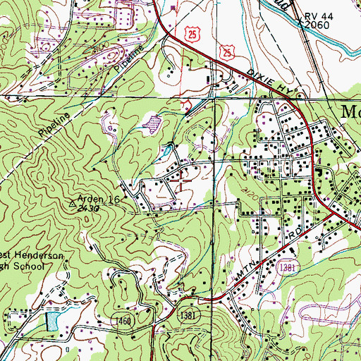 Topographic Map of Mountain Home Census Designated Place, NC