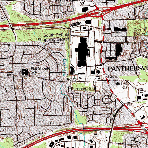 Topographic Map of Panthersville Census Designated Place, GA