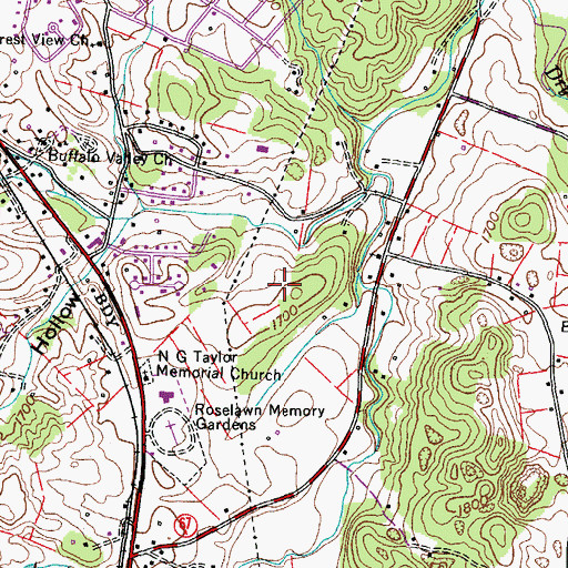 Topographic Map of Pine Crest Census Designated Place, TN