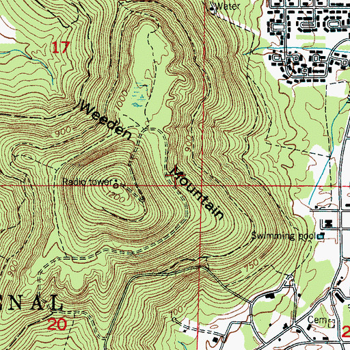 Topographic Map of Redstone Arsenal Census Designated Place, AL