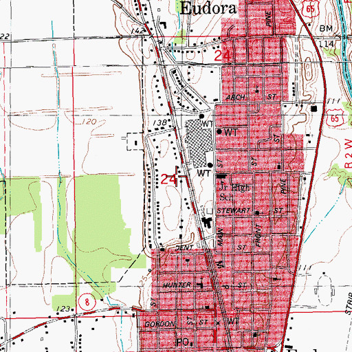 Topographic Map of City of Eudora, AR