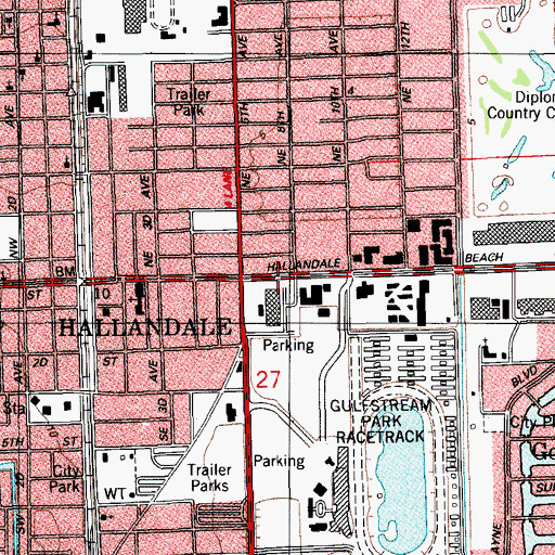 Topographic Map of City of Hallandale Beach, FL
