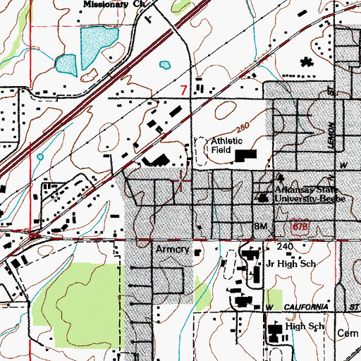 Topographic Map of City of Beebe, AR
