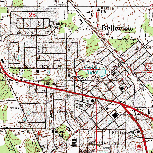 Topographic Map of City of Belleview, FL