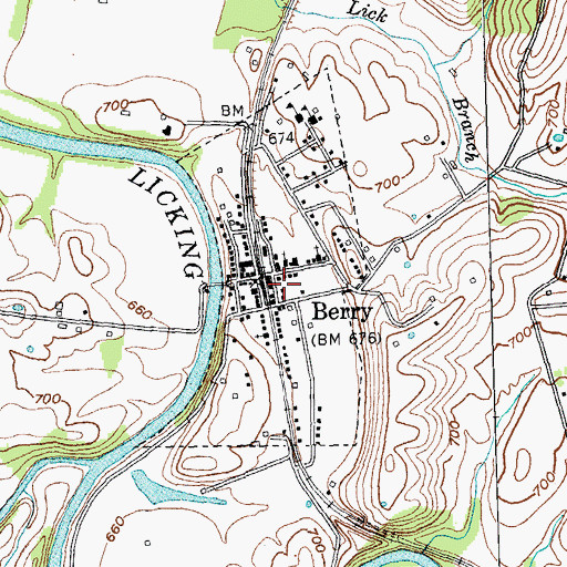 Topographic Map of City of Berry, KY