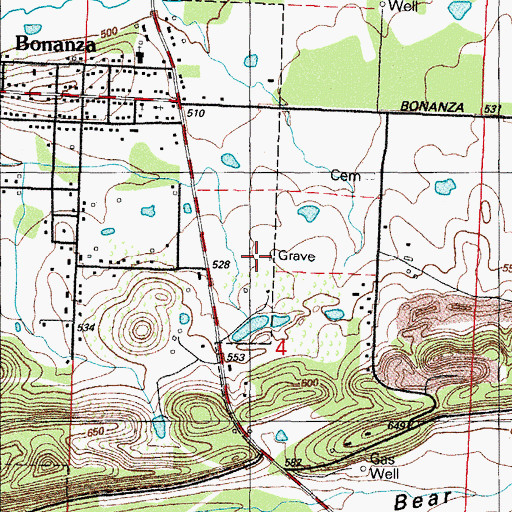 Topographic Map of City of Bonanza, AR