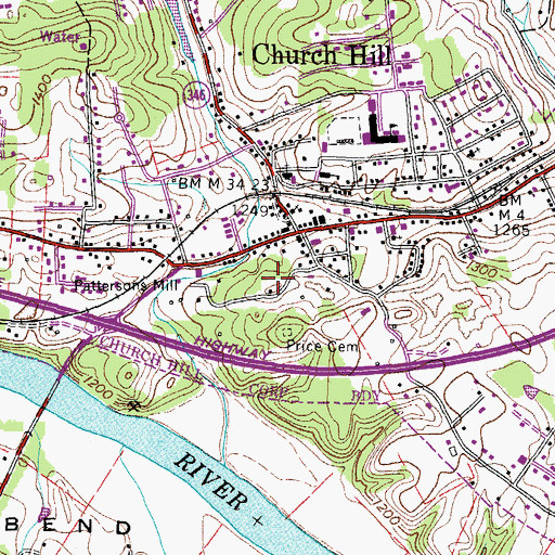Topographic Map of City of Church Hill, TN