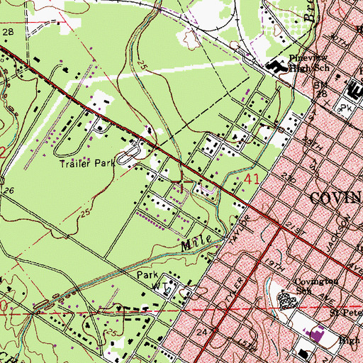 Topographic Map of City of Covington, LA