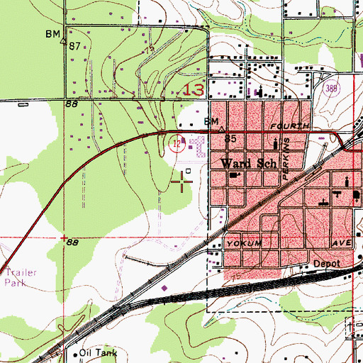 Topographic Map of City of DeQuincy, LA
