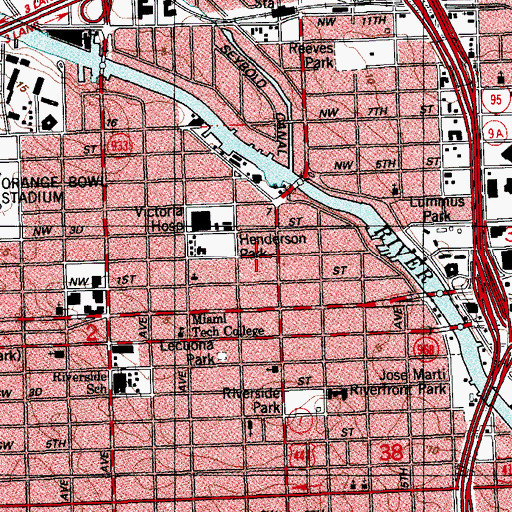 Topographic Map of City of Miami, FL