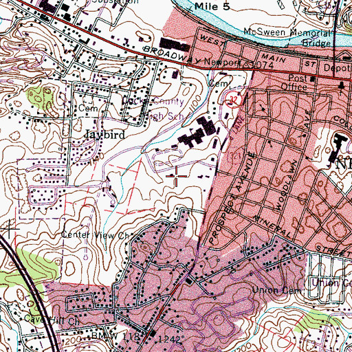 Topographic Map of City of Newport, TN