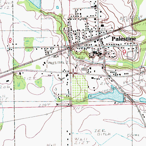 Topographic Map of City of Palestine, AR
