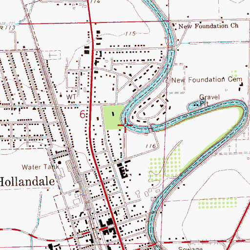 Topographic Map of City of Hollandale, MS