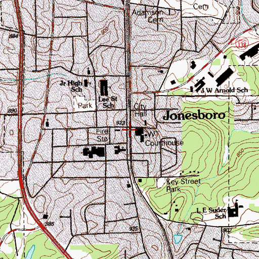 Topographic Map of City of Jonesboro, GA